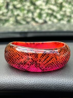 Red Pink Black Acrylic Bangle